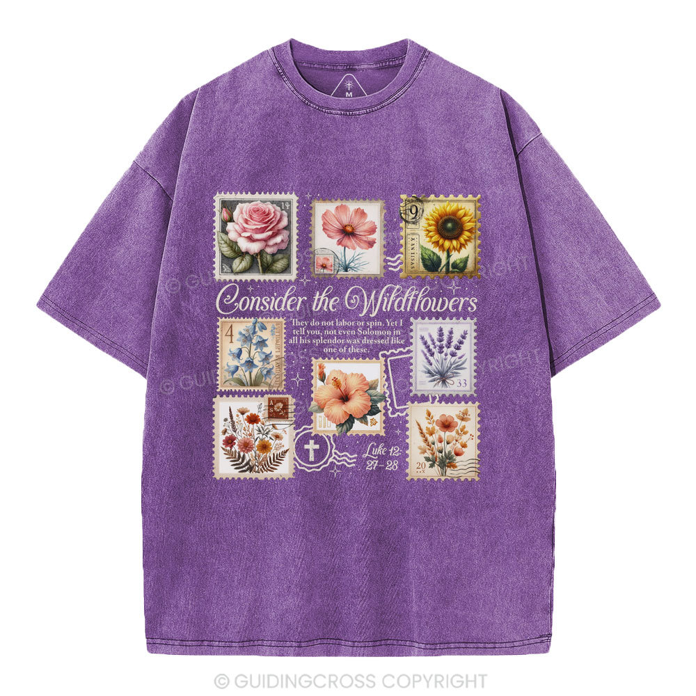 Consider The Wildflowers Christian Washed T-Shirt