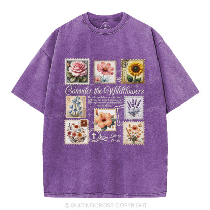Consider The Wildflowers Christian Washed T-Shirt