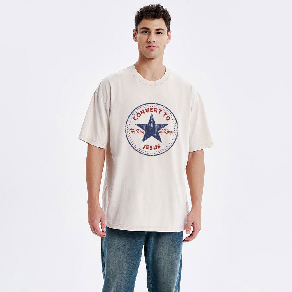 Convert to The King Of Kings Christian Washed T-Shirt