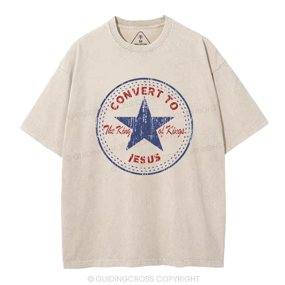 Convert to The King Of Kings Christian Washed T-Shirt