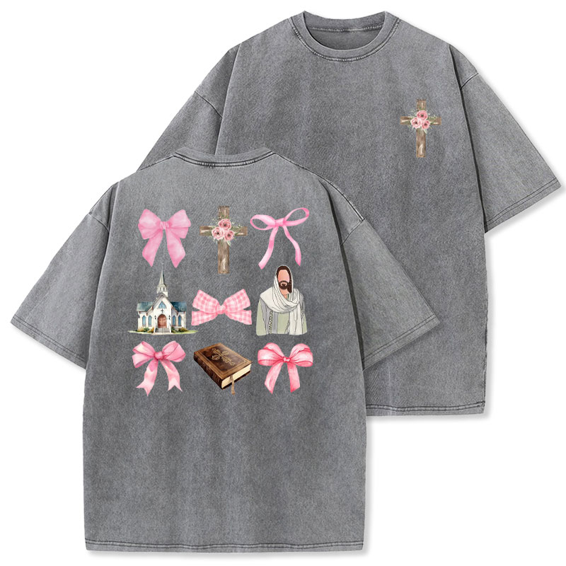 Coquette Jesus Christmas Christian Washed T-Shirt