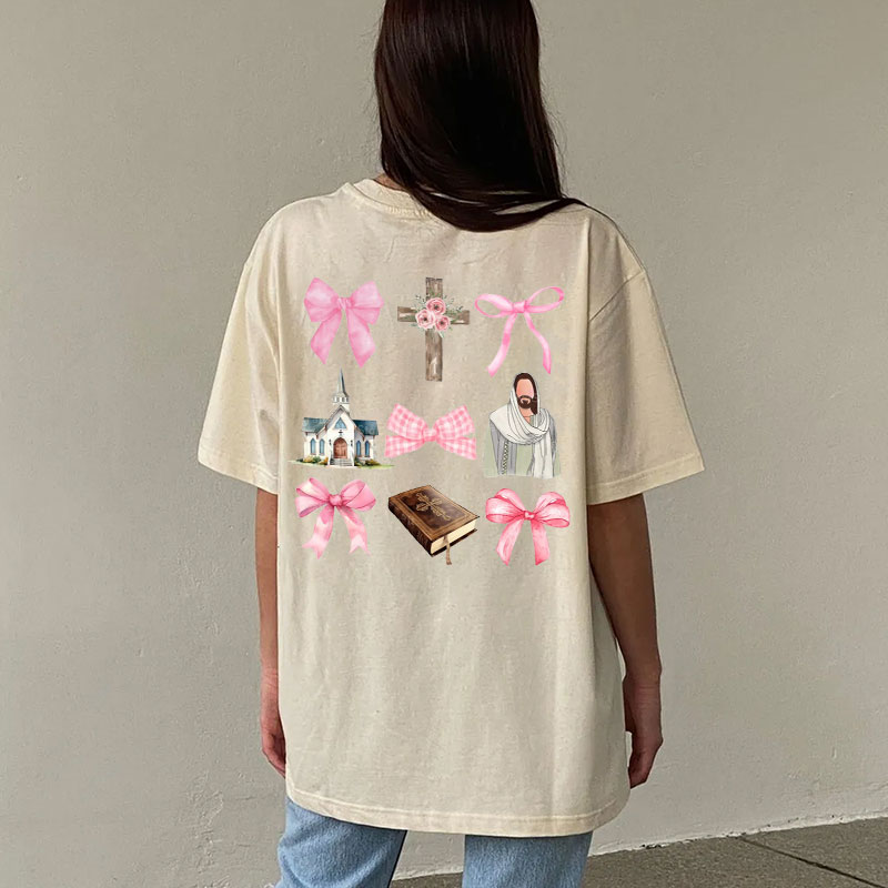 Coquette Jesus Christmas Christian Washed T-Shirt