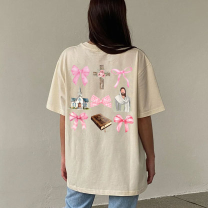 Coquette Jesus Christmas Christian Washed T-Shirt