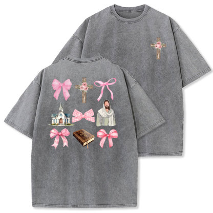 Coquette Jesus Christmas Christian Washed T-Shirt