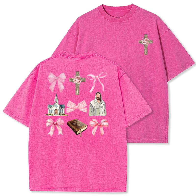 Coquette Jesus Christmas Christian Washed T-Shirt