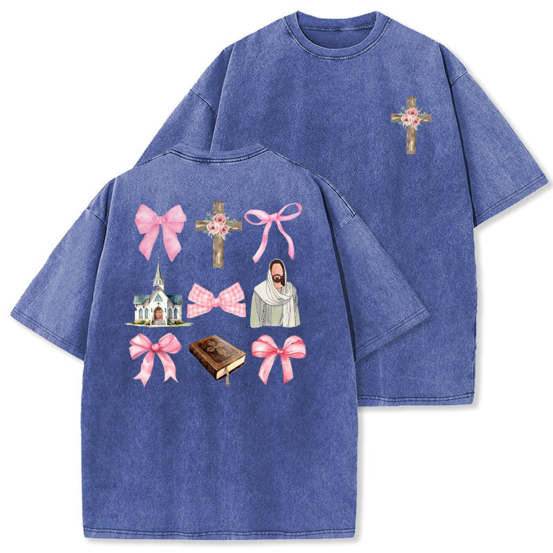 Coquette Jesus Christmas Christian Washed T-Shirt