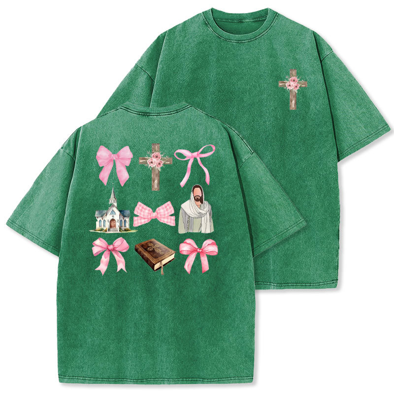 Coquette Jesus Christmas Christian Washed T-Shirt