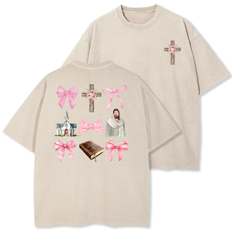 Coquette Jesus Christmas Christian Washed T-Shirt