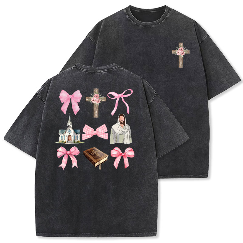 Coquette Jesus Christmas Christian Washed T-Shirt