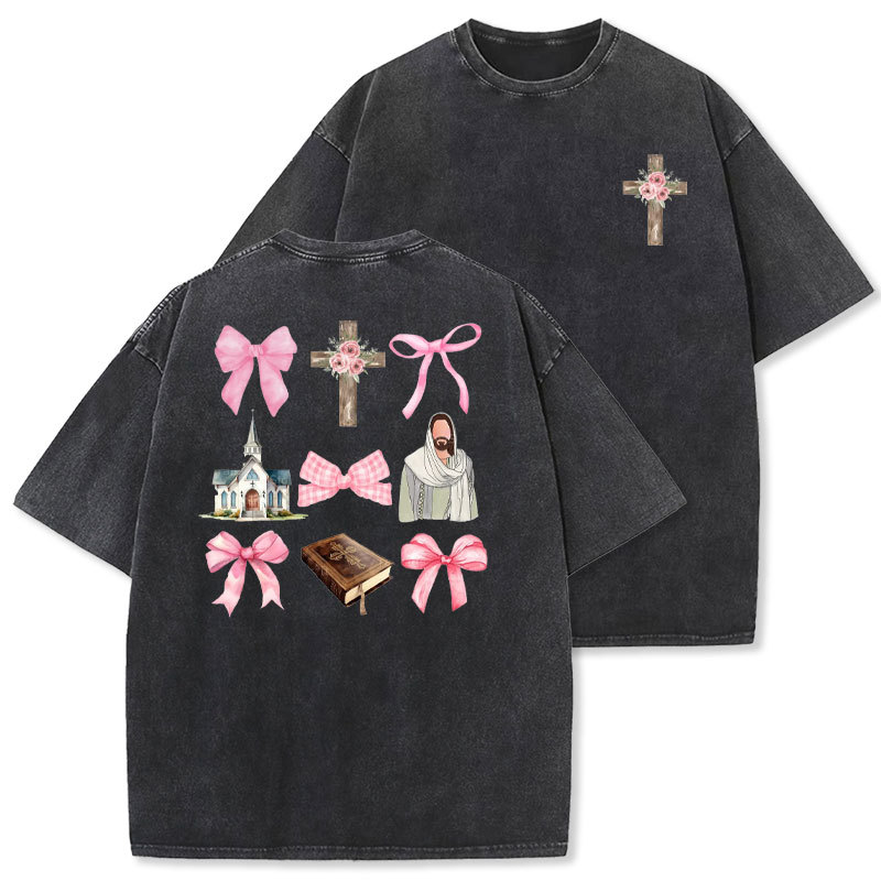 Coquette Jesus Christmas Christian Washed T-Shirt
