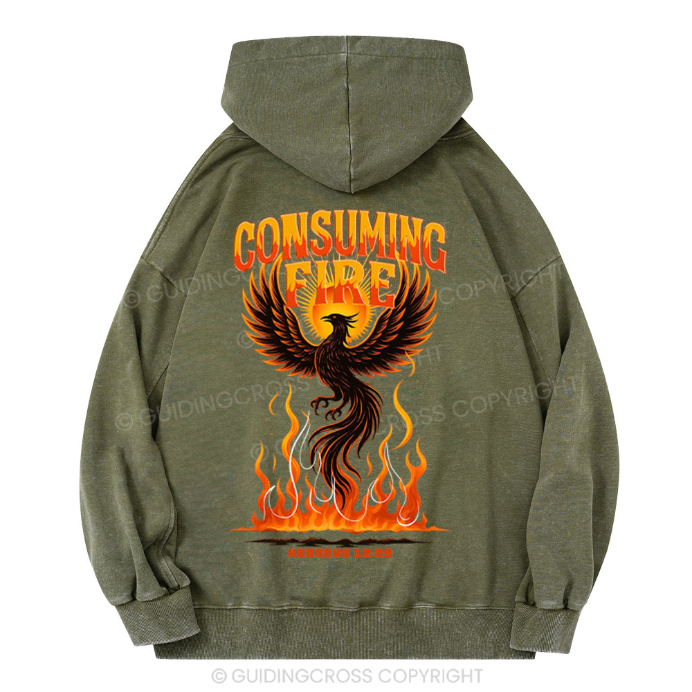Cosuming Fire Christian Washed Hoodie 