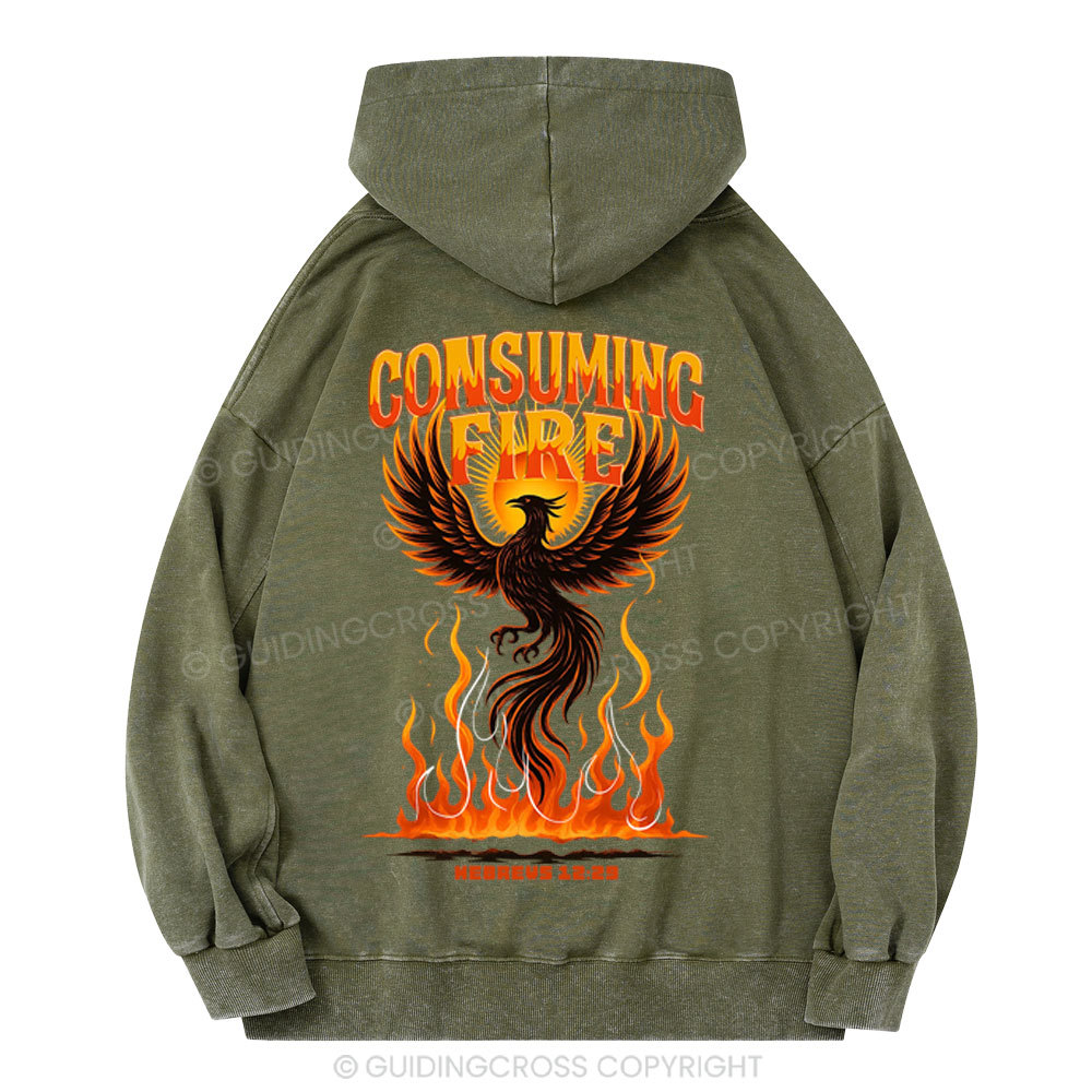 Cosuming Fire Christian Washed Hoodie 