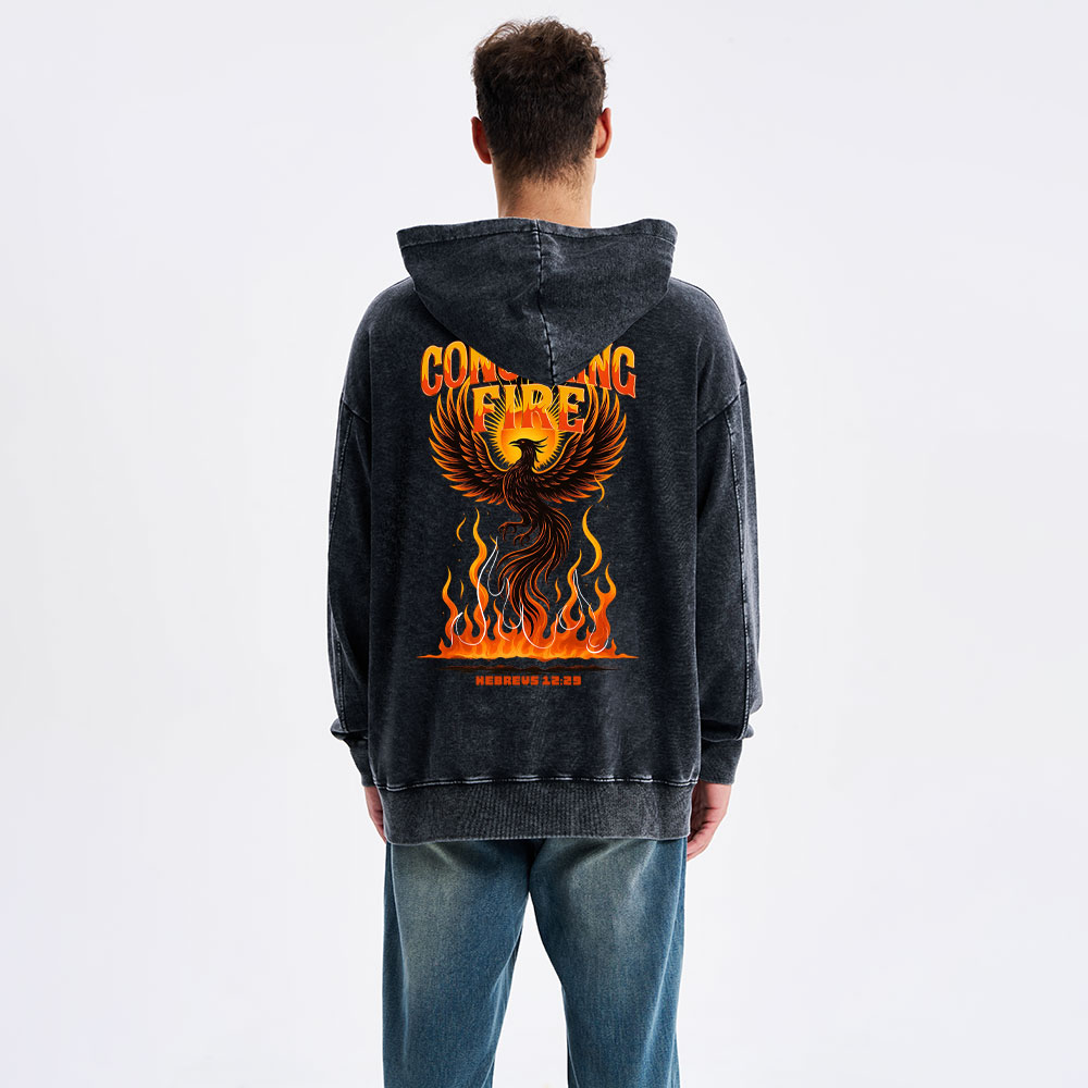 Cosuming Fire Christian Washed Hoodie 