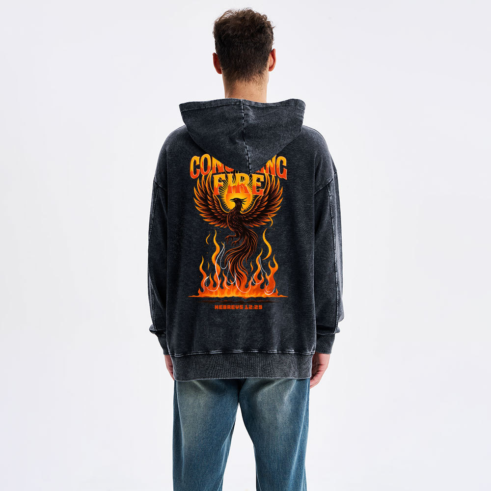 Cosuming Fire Christian Washed Hoodie 