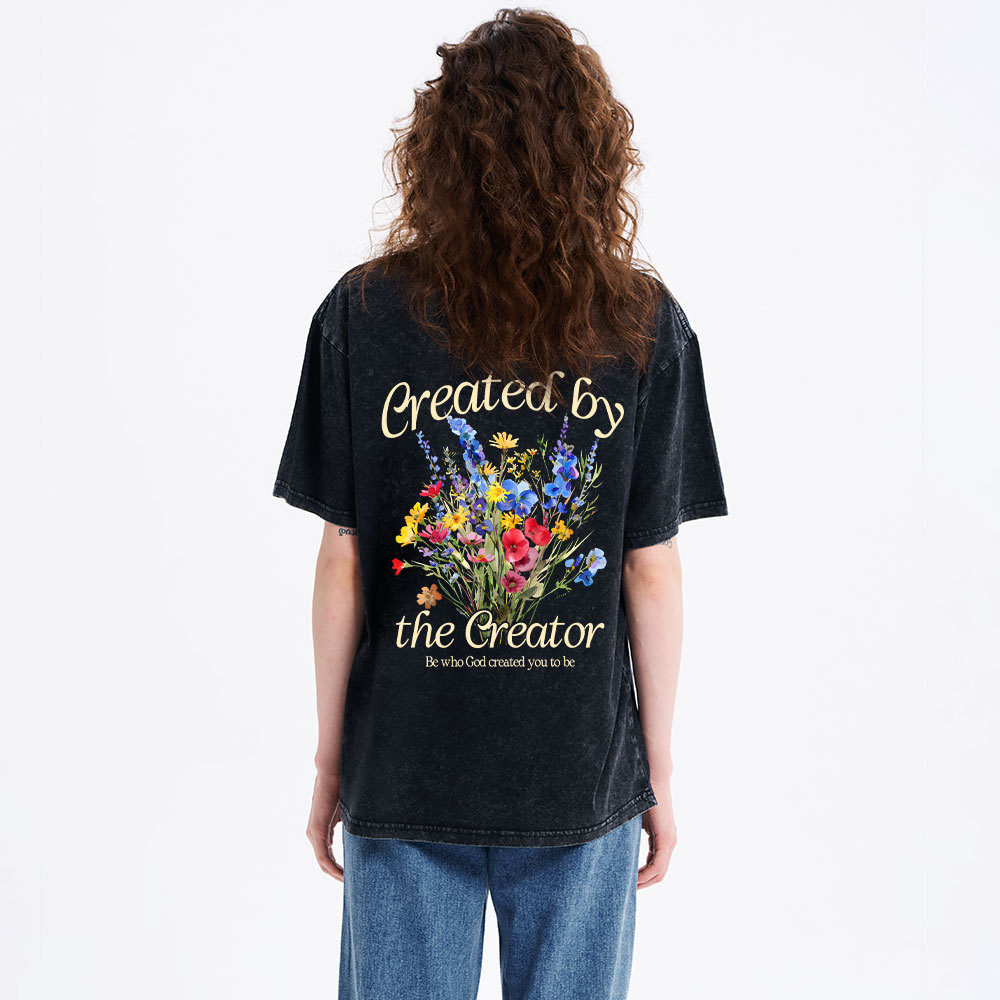 Created By The Creator Wildflower Christian Washed T-Shirt