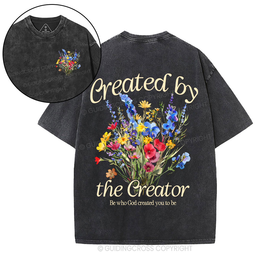 Created By The Creator Wildflower Christian Washed T-Shirt
