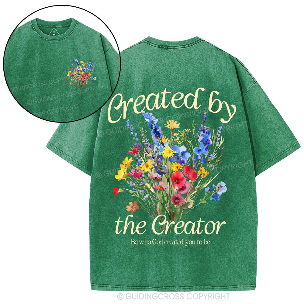 Created By The Creator Wildflower Christian Washed T-Shirt