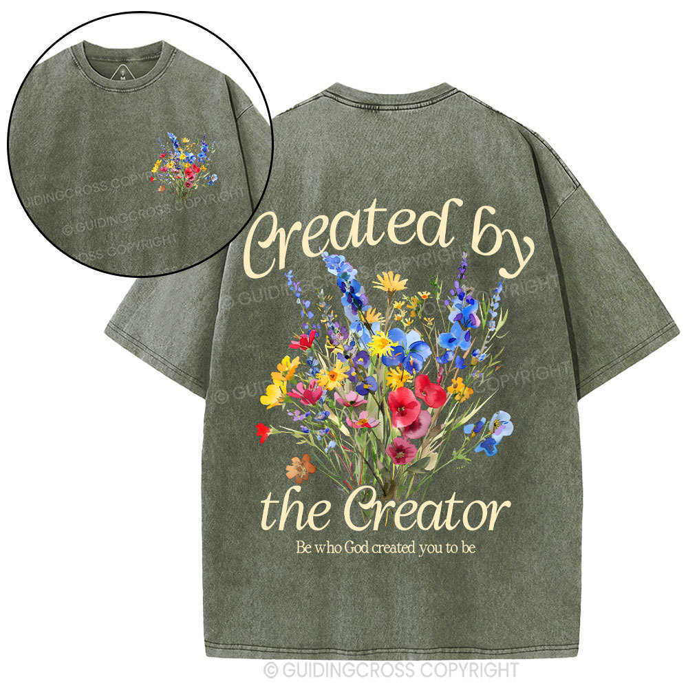 Created By The Creator Wildflower Christian Washed T-Shirt