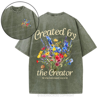 Created By The Creator Wildflower Christian Washed T-Shirt
