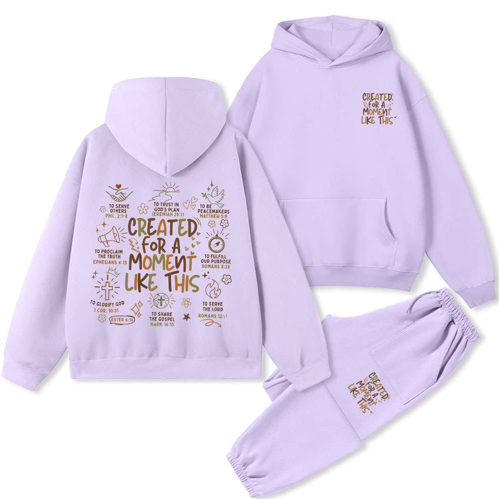 Created For A Moment Like This Christian Premium Fleece Hoodie Set