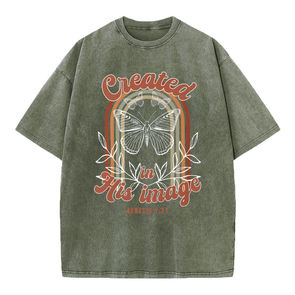 Created In His Image Christian Washed T-Shirt
