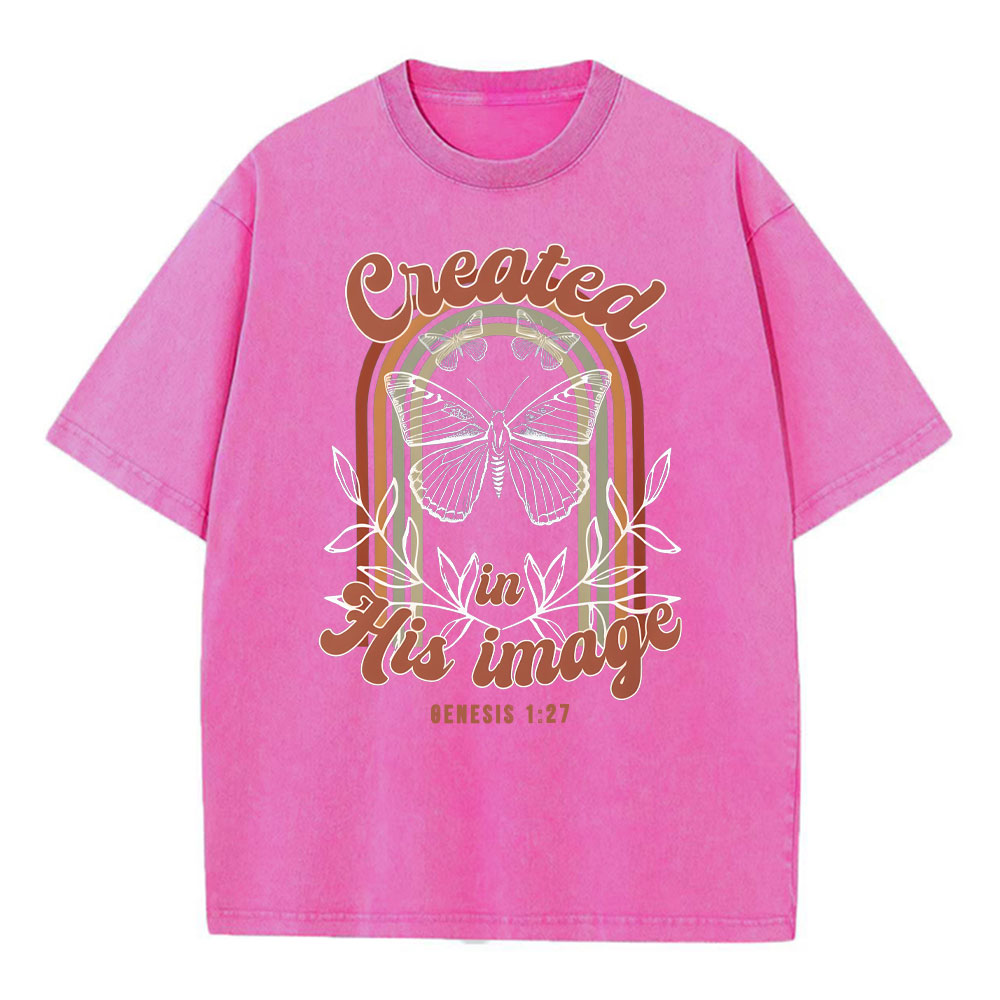 Created In His Image Christian Washed T-Shirt