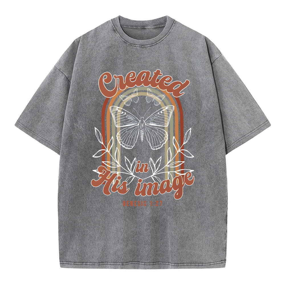 Created In His Image Christian Washed T-Shirt