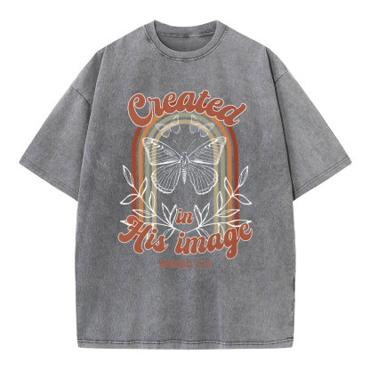 Created In His Image Christian Washed T-Shirt