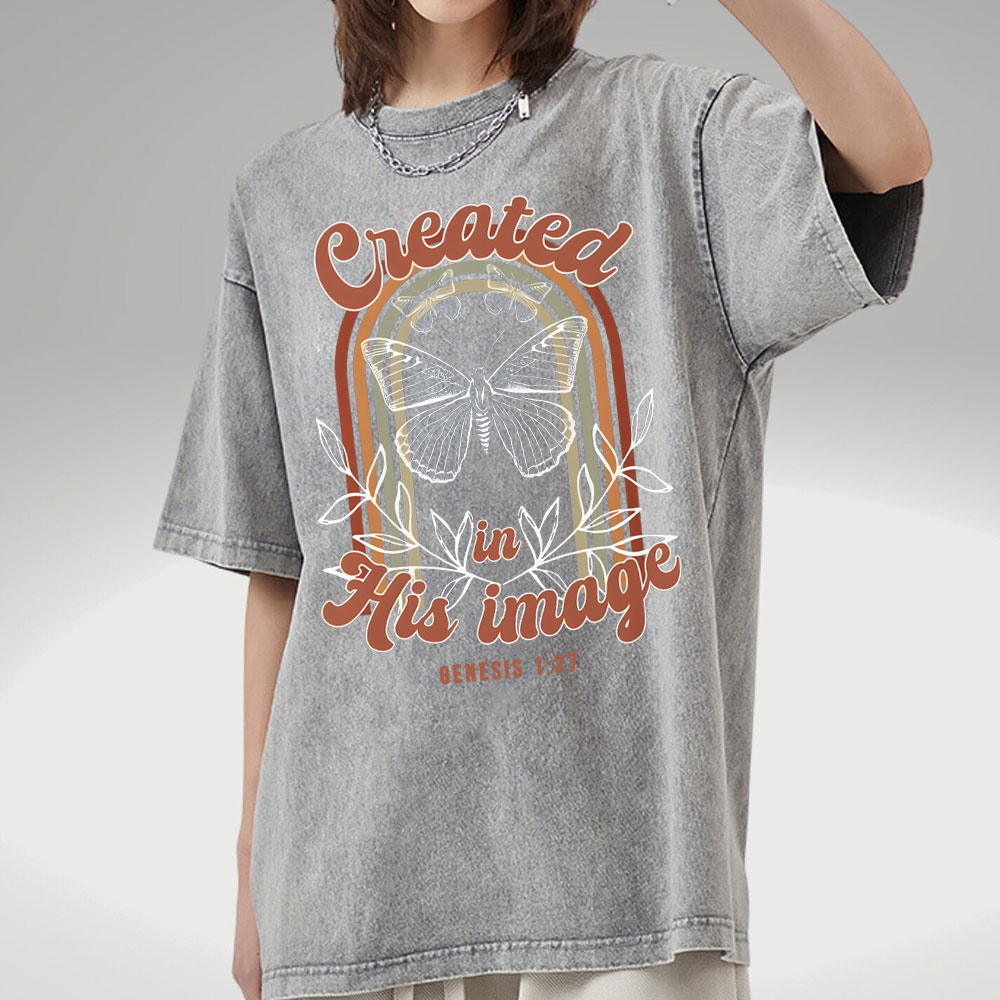 Created In His Image Christian Washed T-Shirt