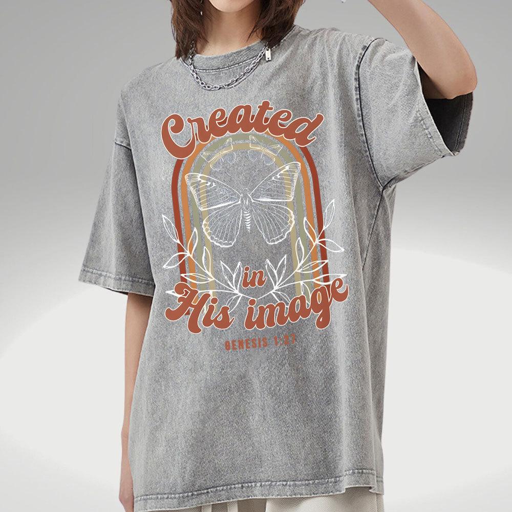 Created In His Image Christian Washed T-Shirt