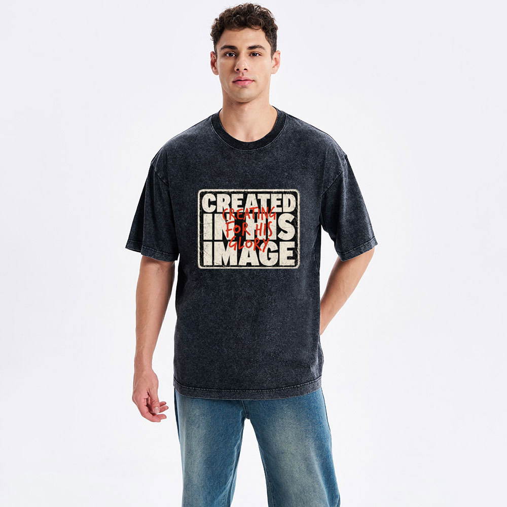Created In His Image Christian Washed T-Shirt