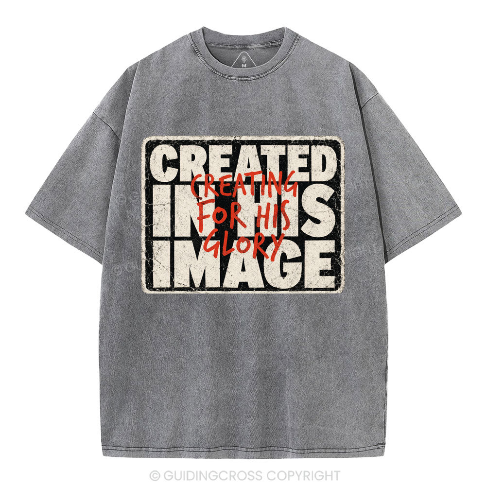 Created In His Image Christian Washed T-Shirt