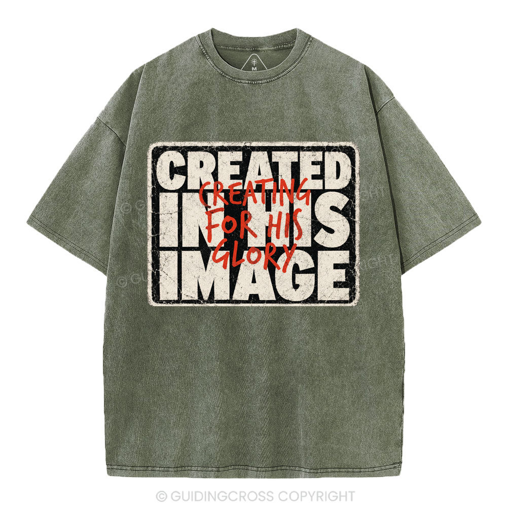 Created In His Image Christian Washed T-Shirt