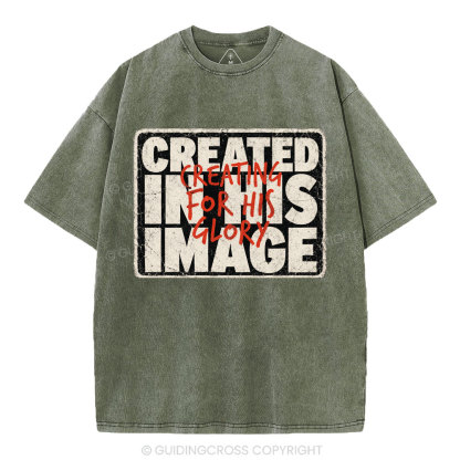 Created In His Image Christian Washed T-Shirt