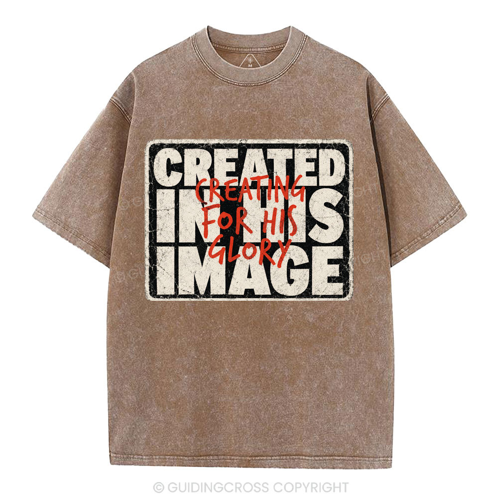 Created In His Image Christian Washed T-Shirt