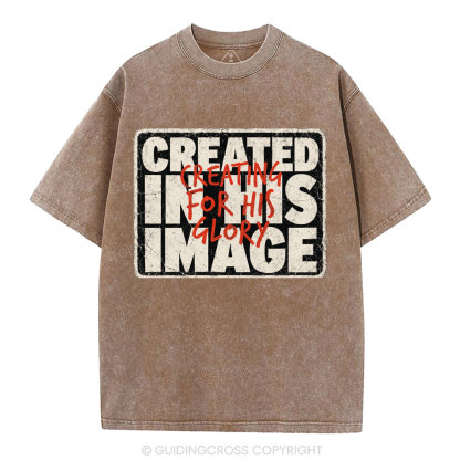 Created In His Image Christian Washed T-Shirt