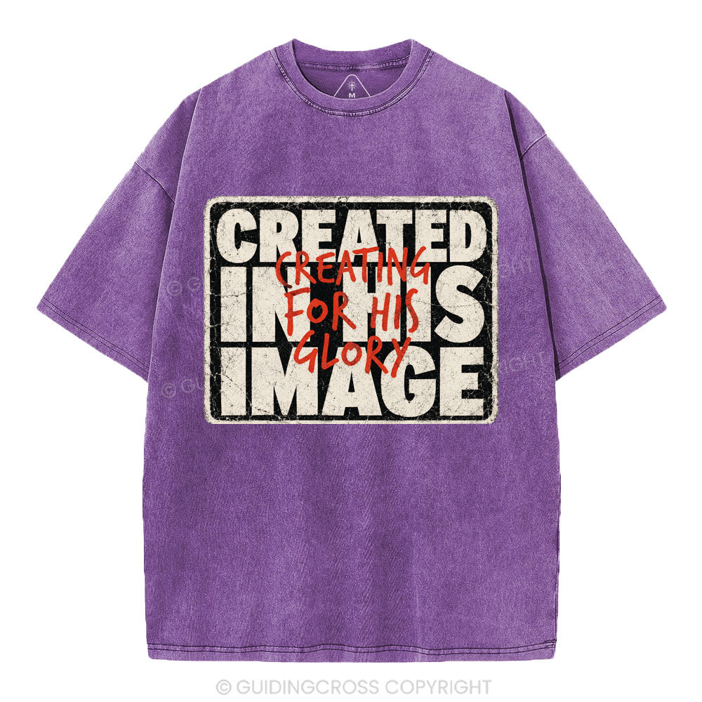 Created In His Image Christian Washed T-Shirt