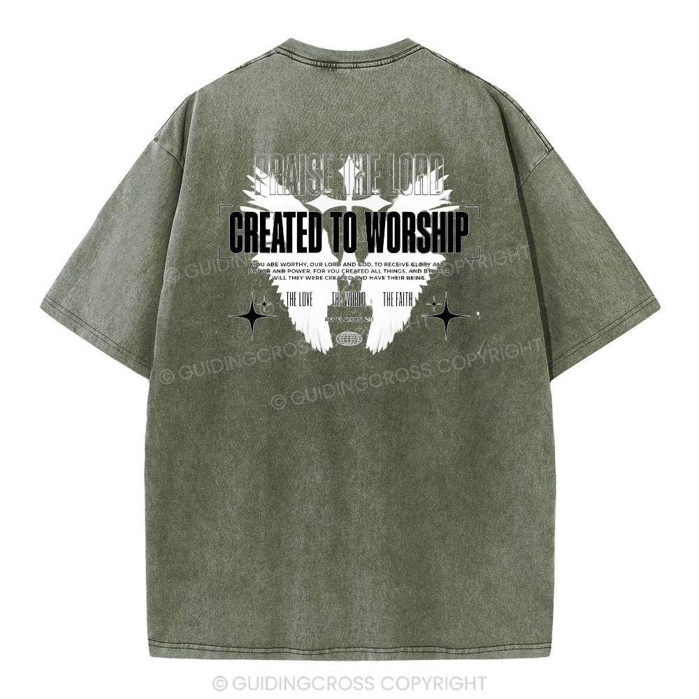 Created To Worship Christian Washed T-Shirt