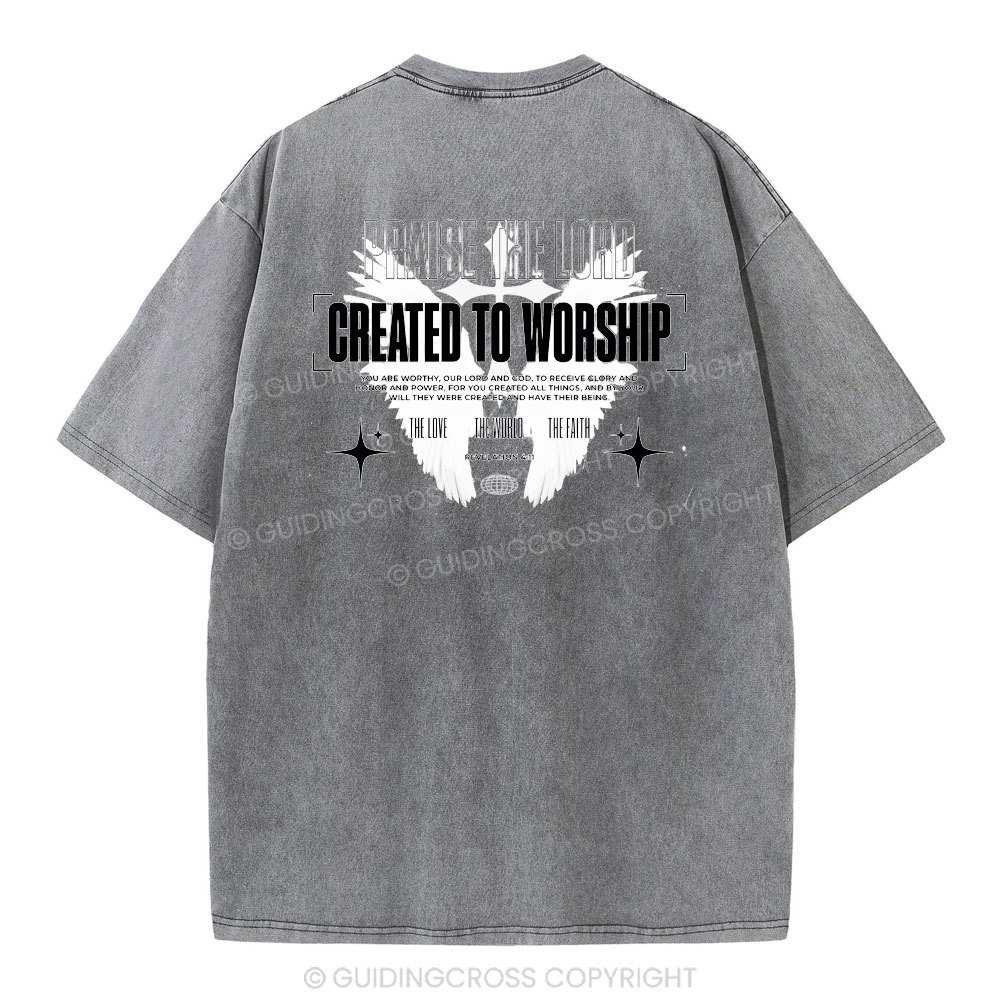 Created To Worship Christian Washed T-Shirt