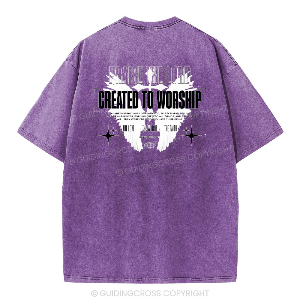 Created To Worship Christian Washed T-Shirt