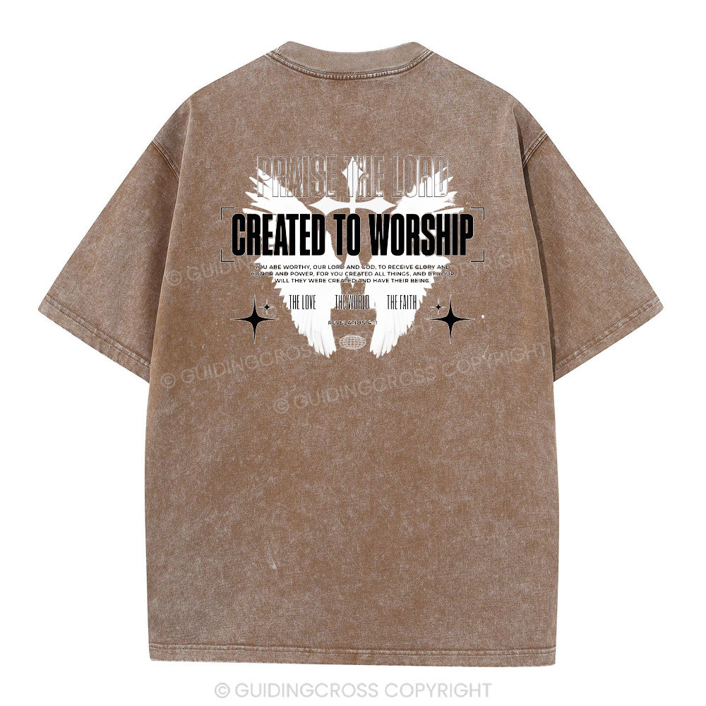 Created To Worship Christian Washed T-Shirt