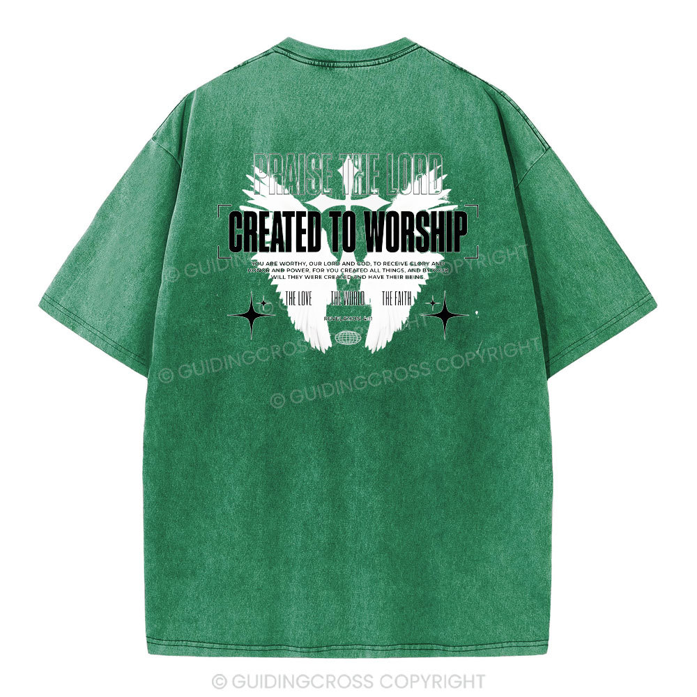 Created To Worship Christian Washed T-Shirt