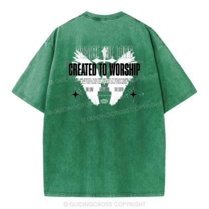 Created To Worship Christian Washed T-Shirt