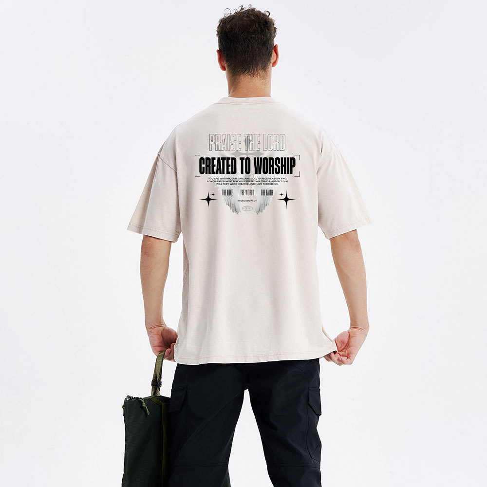 Created To Worship Christian Washed T-Shirt