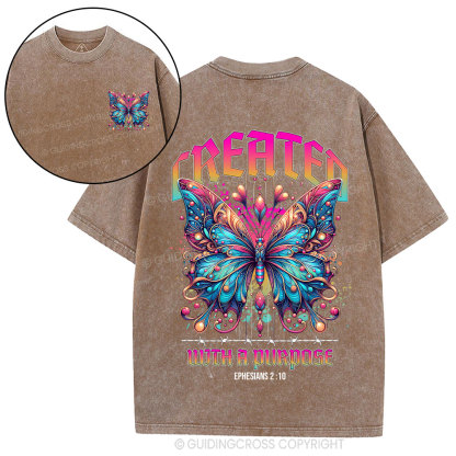 Created With A Purpose Butterfly Christian Washed T-Shirt