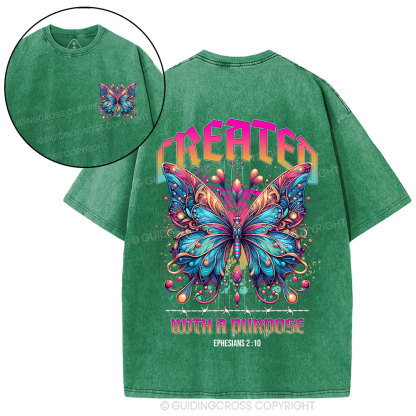 Created With A Purpose Butterfly Christian Washed T-Shirt