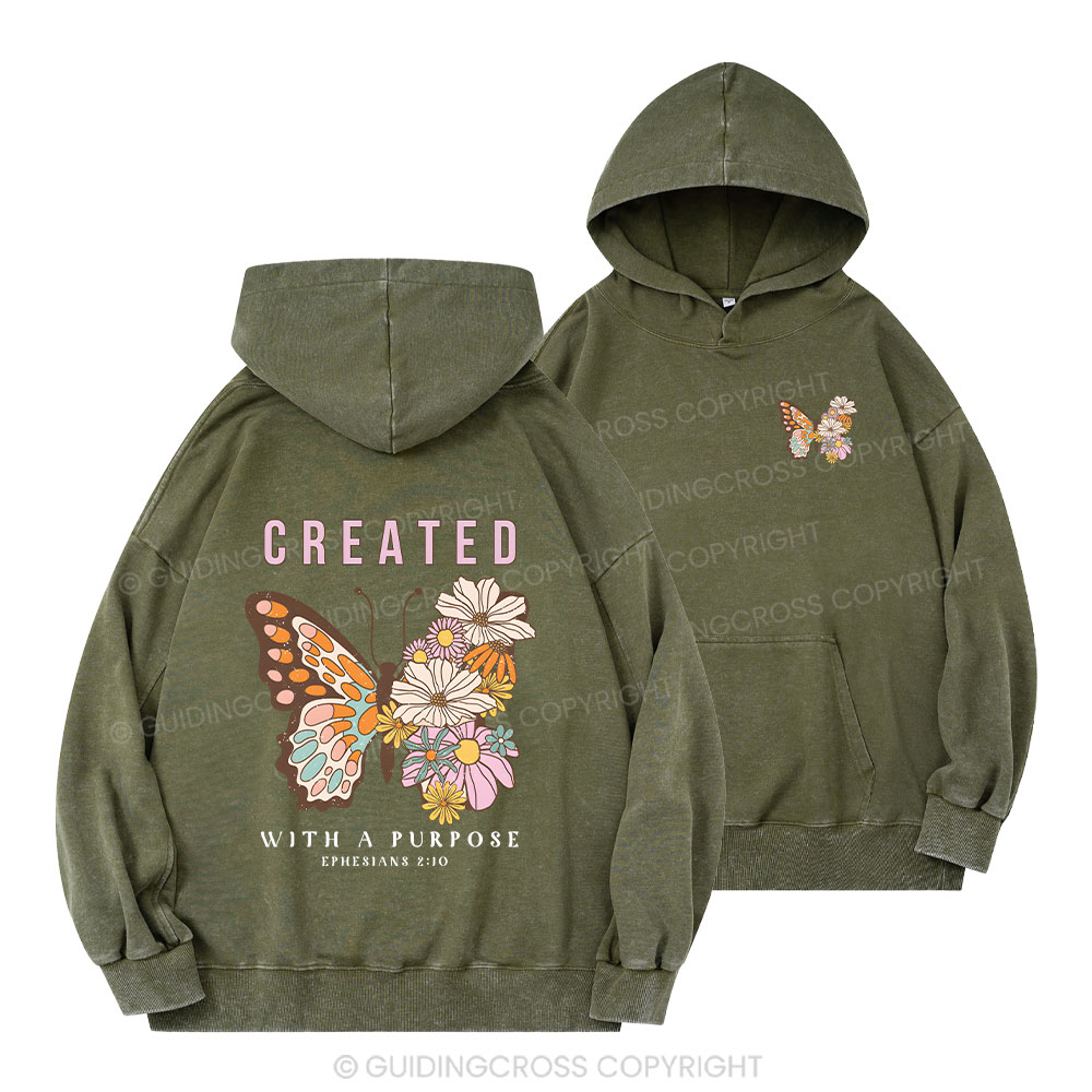 Created With A Purpose Christian Washed Hoodie
