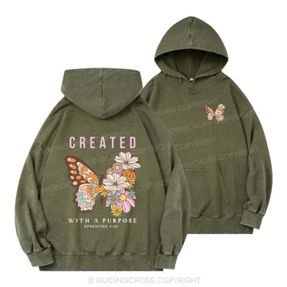 Created With A Purpose Christian Washed Hoodie