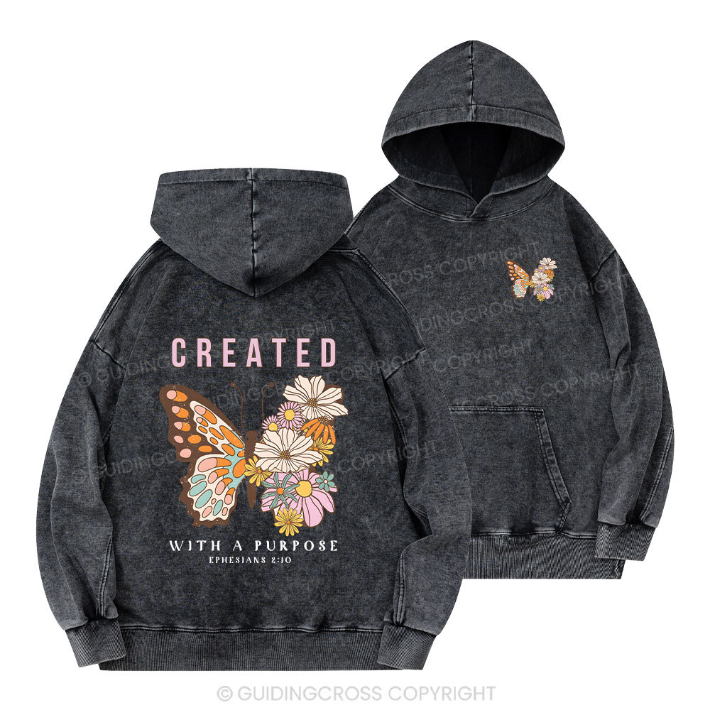Created With A Purpose Christian Washed Hoodie