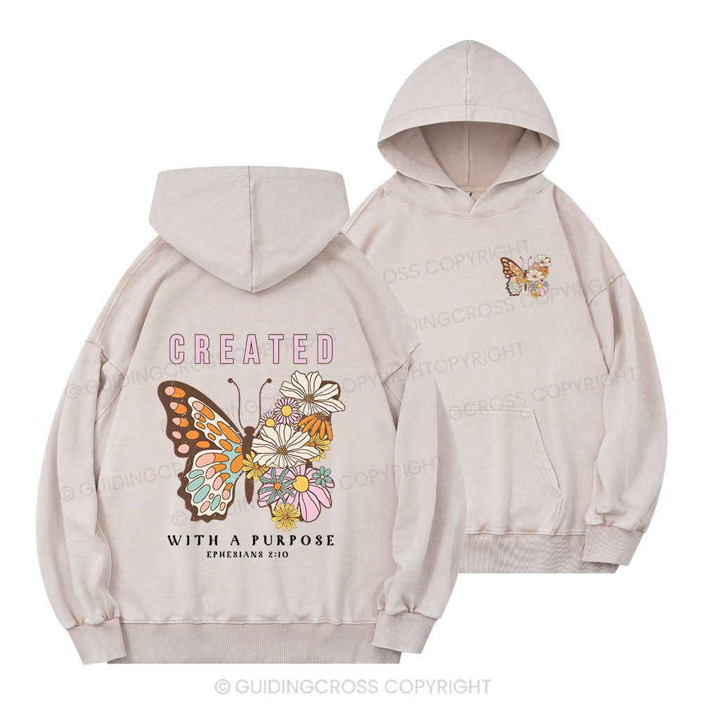 Created With A Purpose Christian Washed Hoodie